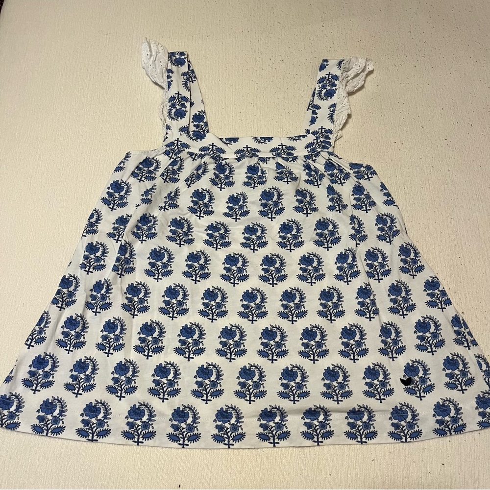 Petite Plume Clara 100% Pima Cotton Pajama Top with Blue Floral Details